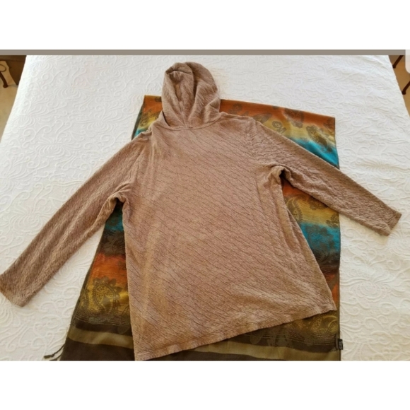 Mocha pullover hoodie 100% cotton pockets Large - Picture 8 of 8